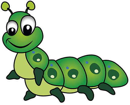 Green caterpillar smiling